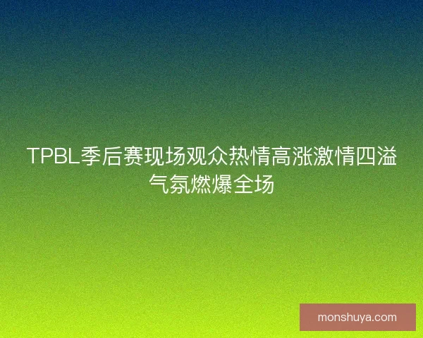 TPBL季后赛现场观众热情高涨激情四溢气氛燃爆全场